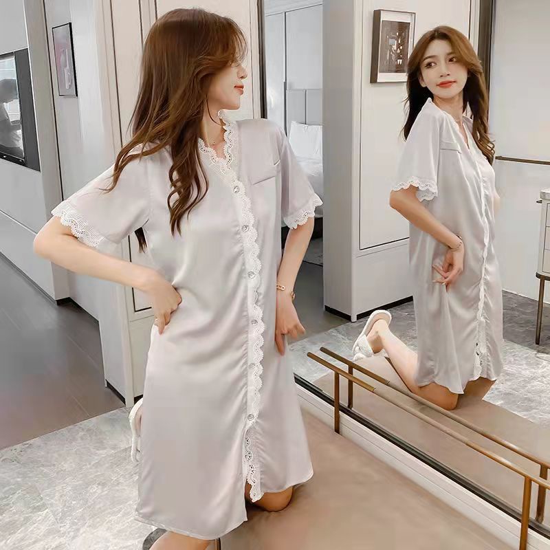 2022 baru baju tidur sutra es seksi tipis lengan pendek setengah panjang piyama  daster rayon/home dress rayon