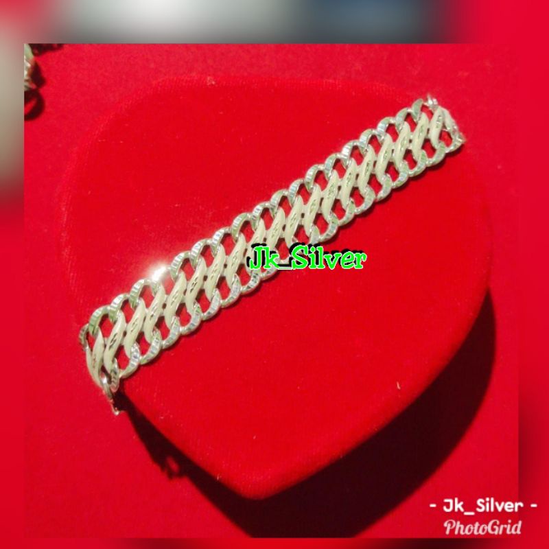 Gelang Tangan Lebar Perak 925 Asli