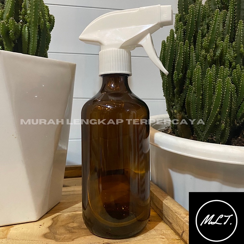 BOTOL SPRAY TRIGGER KACA AMBER 300ML TUTUP HITAM