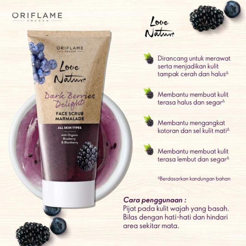 Love Nature Dark Berries Delight Face Scrub Marmalade/Face Mask Smoothie/Yoghurt Face Cream