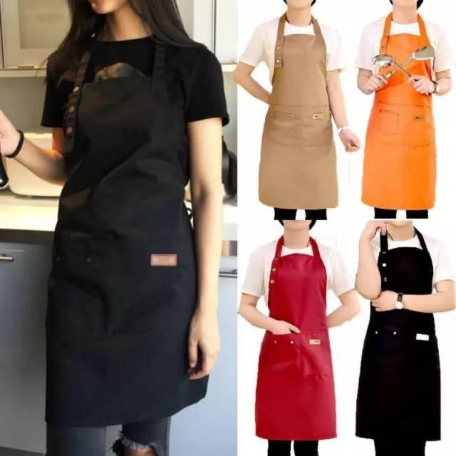 Apron Celemek Masak Dapur Food Drink Restoran Cafe Cotton Drill High Quality  Premium Quality