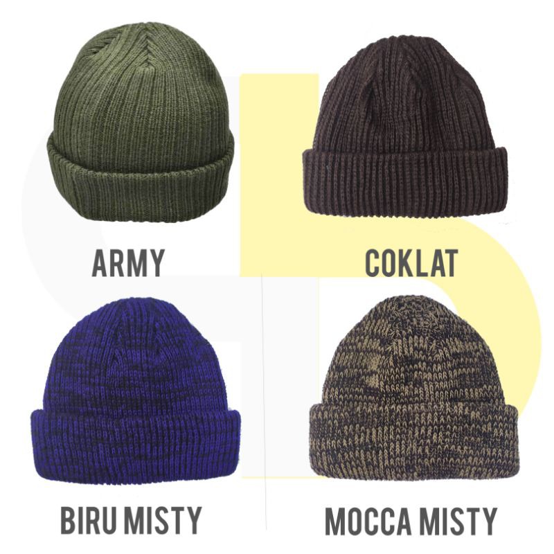 Kupluk Polos Beanie hat Pendek Tebal short Beanie Polos Pria dan Wanita