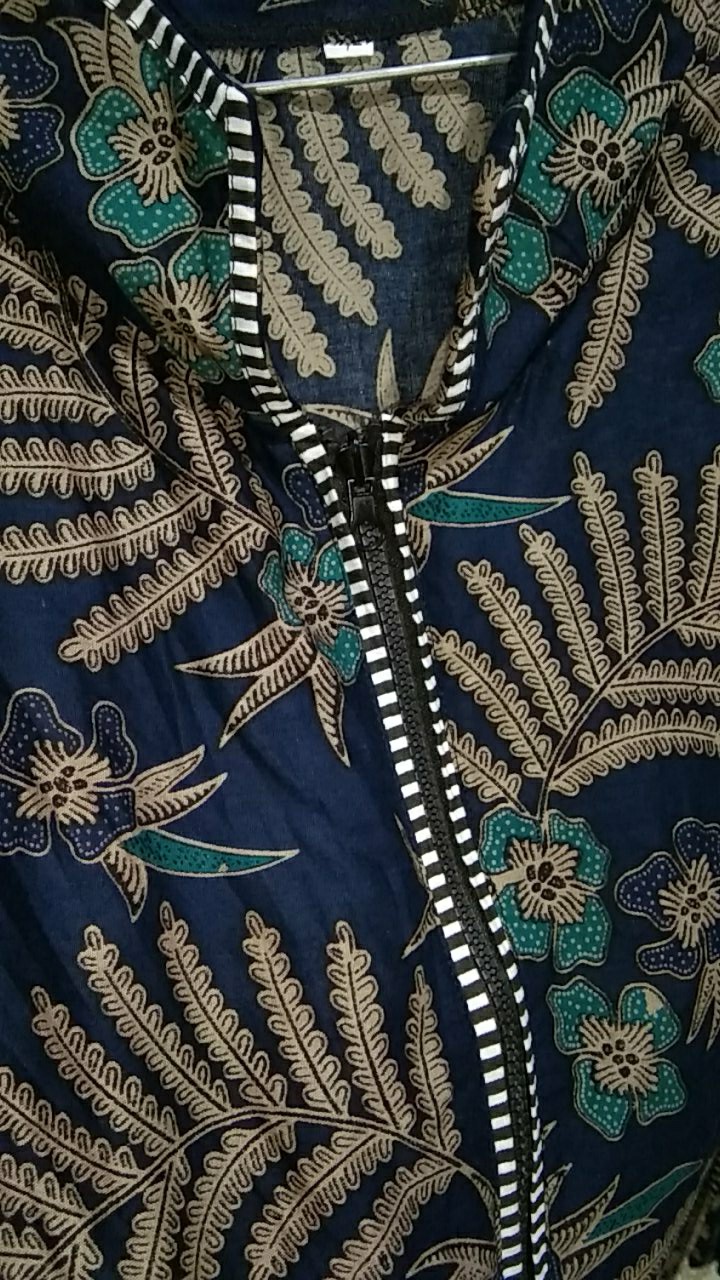 Tunik Batik Lawasan Zipper Depan, Fashion Wanita, Tunik Kekinian, Classic, Jadul, Coklat,kekinian