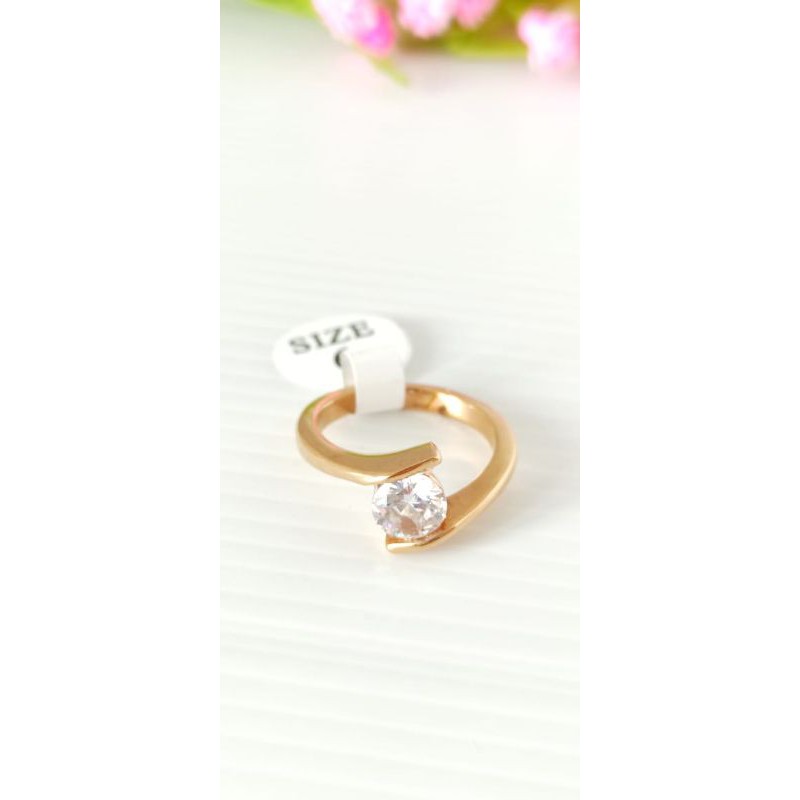 Cincin Permata Titanium Emas Import Cincin Fashion