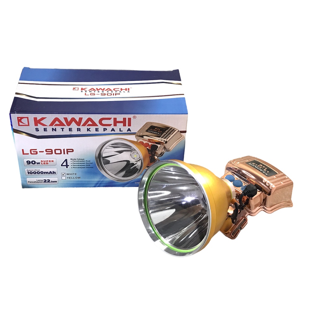 Senter Kepala kawachi 90Watt LG-901P Kapasitas Baterai 10.000mAh Tahan Sampai 22 Jam / Headlamp 4 Mode Cahaya Putih / Senter Kepala LED 90W BISA COD