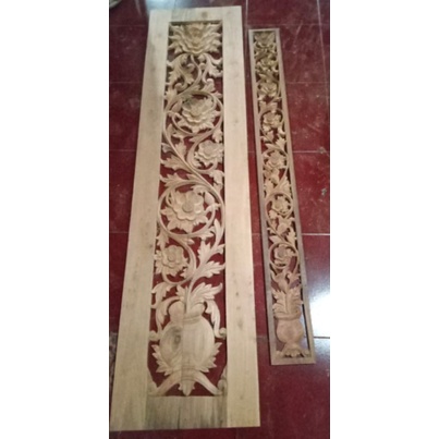 Ukiran kayu jati motif Pot bunga
