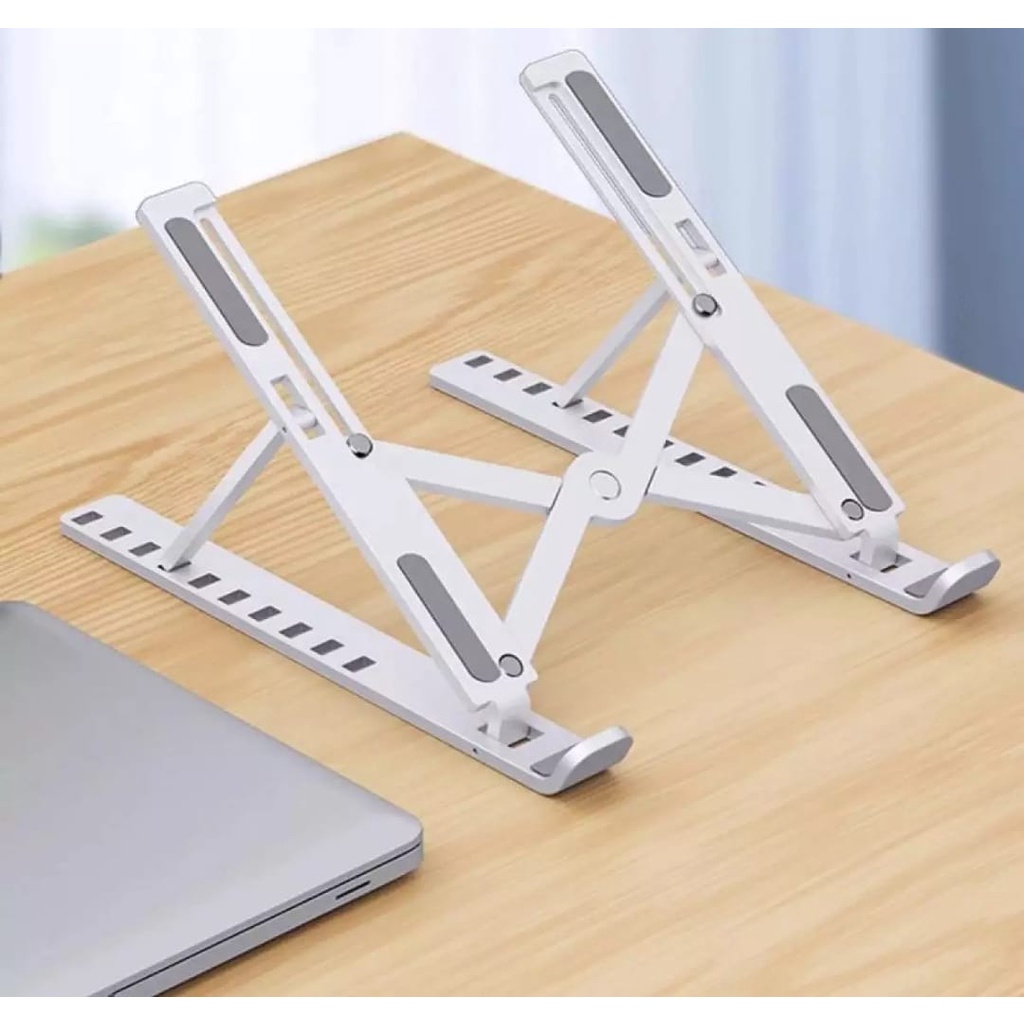 Portable Laptop Stand Adjustable Laptop Macbook Notebook Ipad-Holder Stand Dudukan Lipat Laptop Universal-Holder Stand Laptop Serbaguna Murah-Stand Holder Meja Laptop-Holder Lipat Folding Storage Bracket Laptop Stand