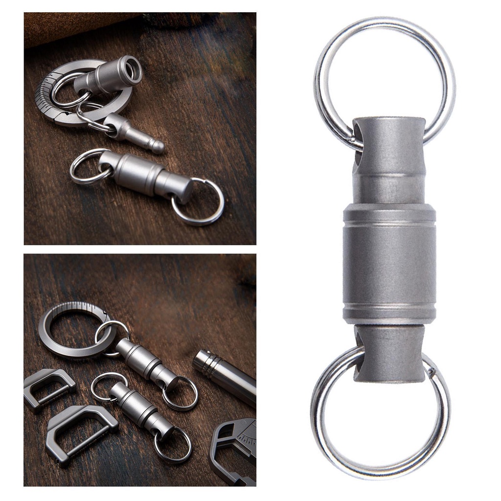 Agustina Titanium Alloy Keyring Mini Multifungsi Lock Holder Quick Release Rotate Buckle Waist Belt Gantungan Kunci Alat Luar Ruangan