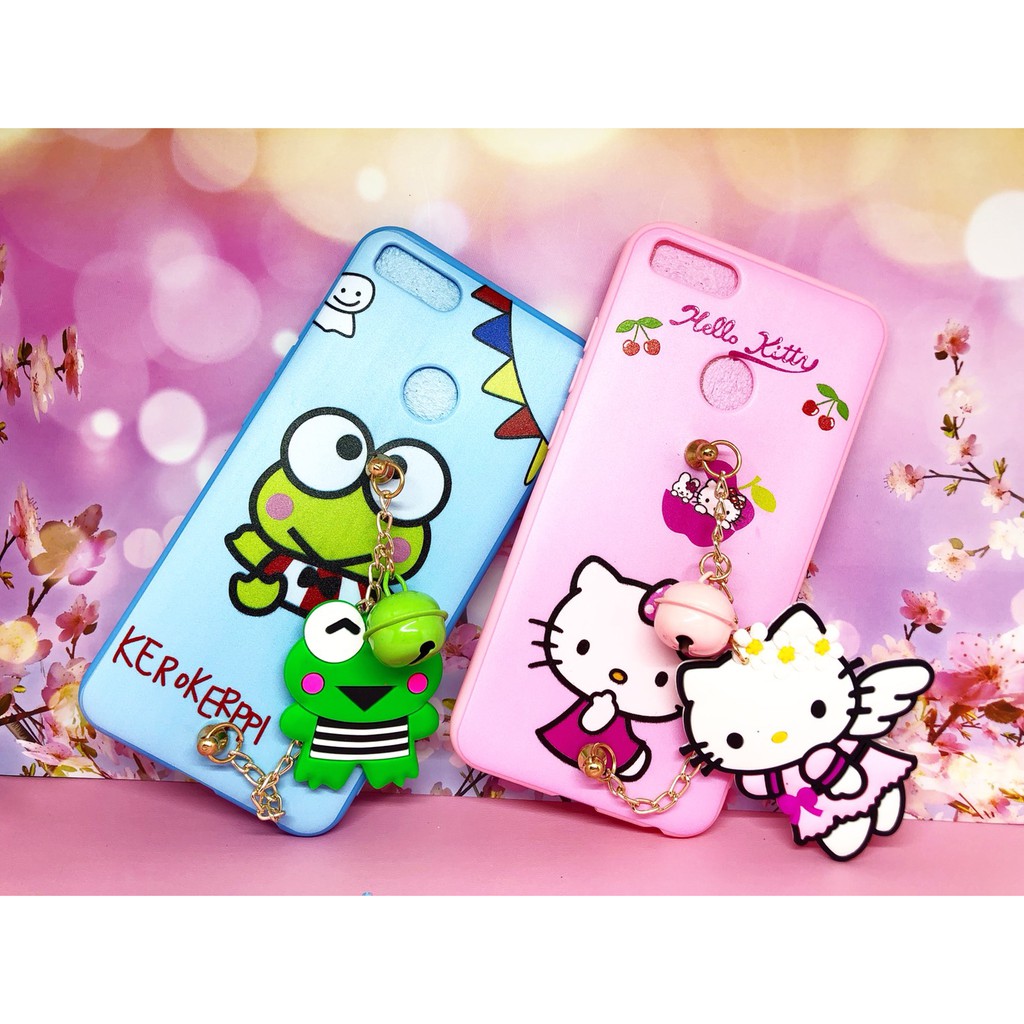 Softcase Silikon Lonceng karakter doraemon HelloKitty Keropi Samsung A6, A6+, J4 2018, J6 2018, Xiaomi Redmi Note 5/Pro, Pocophone F1, Vivo V11/V11i, V11 Pro, Huawaei Y7 Prime 2018/Y7 Pro, Oppo Realme 2