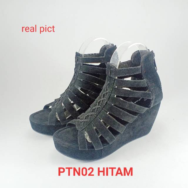 Emye PTN02 Sepatu Wedges Gladiator 9cm Wanita Elegan Bahan Lembut