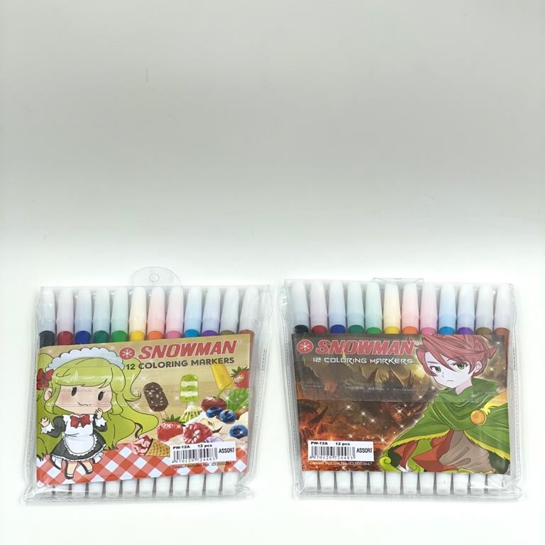 

( DAPAT 1 SET ) SPIDOL SNOWMAN 12 WARNA PW-12A / Pensil Marker Snowman Kecil 12 Warna PW-12A / PW-12