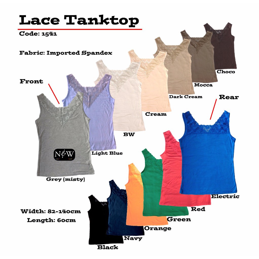 promo Tanktop Renda Kerah V Hitam murah kualitas bagus