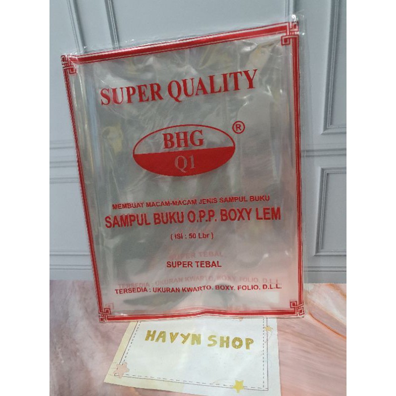 SAMPUL BUKU-Opp Lem BOXY (50Lbr)