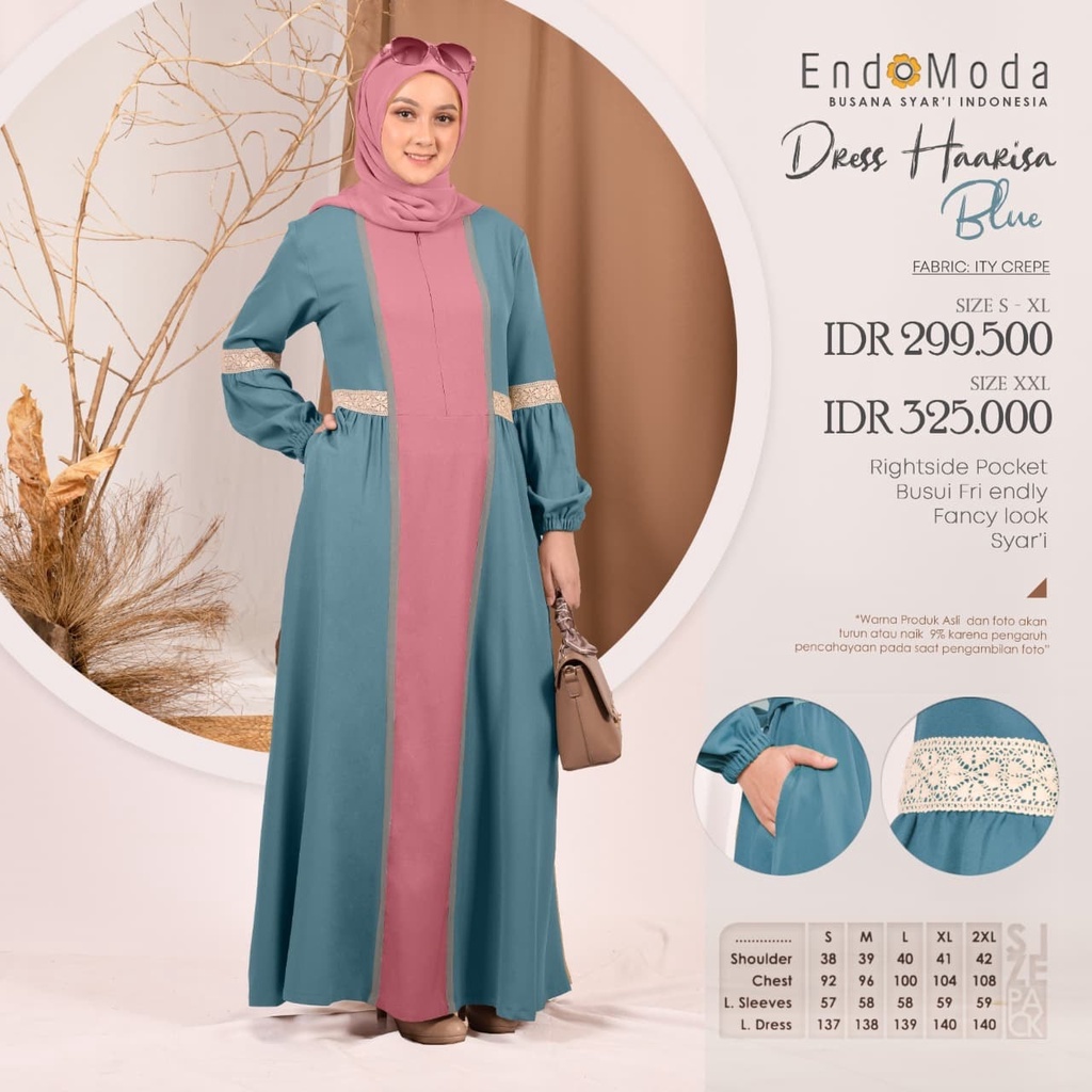 GAMIS ENDOMODA TERBARU / GAMIS HARISA BLUE / GAMIS DEWASA TERBARU 2022 BY ENDOMODA