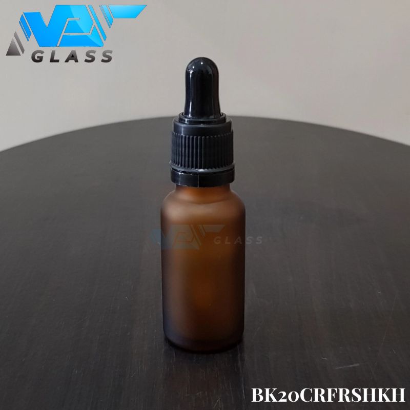 botol pipet kaca 20ml coklat doff tutup hitam