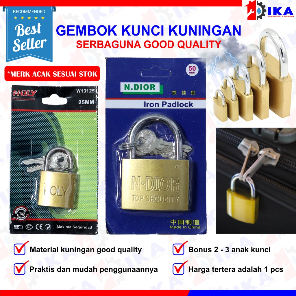 Gembok Mini Koper 15 20 25 30 40 50 mm Dua Kunci Bagasi Tas Travel Kuningan / Gembok Stanless Anti Karat/Anti Maling/Gembok Anti Rust/Gembok Anti Cut Gembok Pintu 15mm  20mm / 25mm / 30mm / 40mm