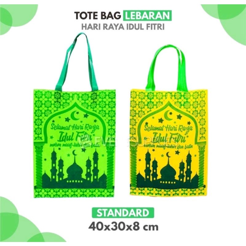 

Tas Goodie bag Spunbond Lebaran IDUL FITRI uk 30x40cm dan 38x45cm isi 12 pcs