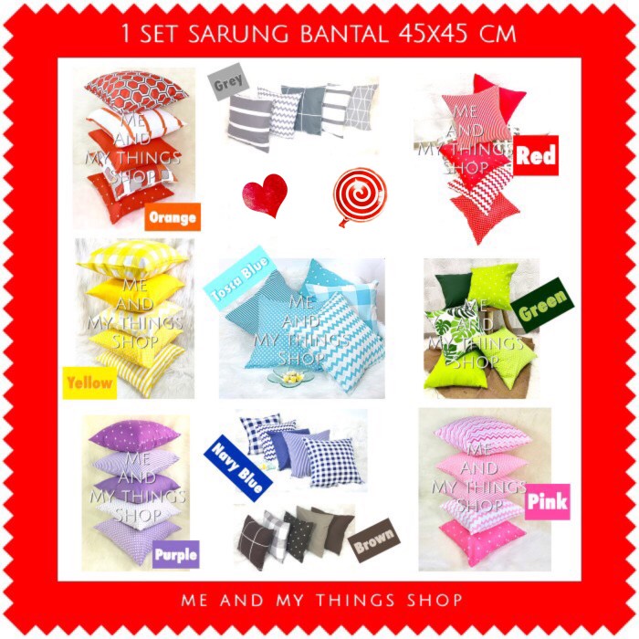 Sarung Bantal Sofa - 1 Set Sarung Bantal ( Isi 5 Sarung Bantal ) Sofa Kursi 45X45 Cm