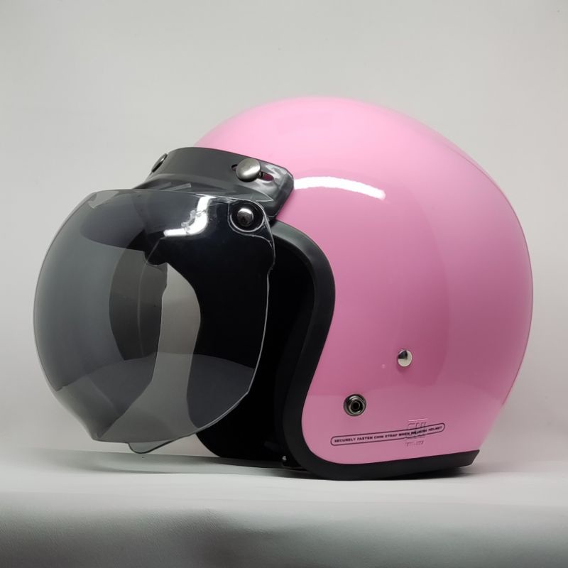 Helm Bogo Wanita Cewek Solid Retro Dewasa Full Leher SNI