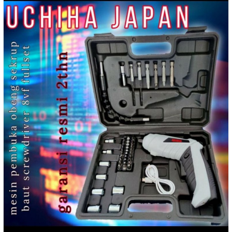Obeng cordlees Uchiha 8 VF Mesin Bor screwdriver USB