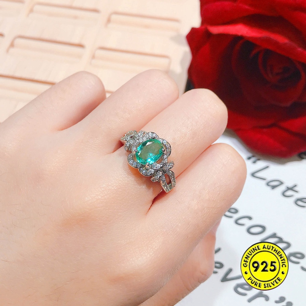 Cincin Model Terbuka Desain Bunga Mawar Hias Permata Warna Warni Adjustable Untuk Wanita