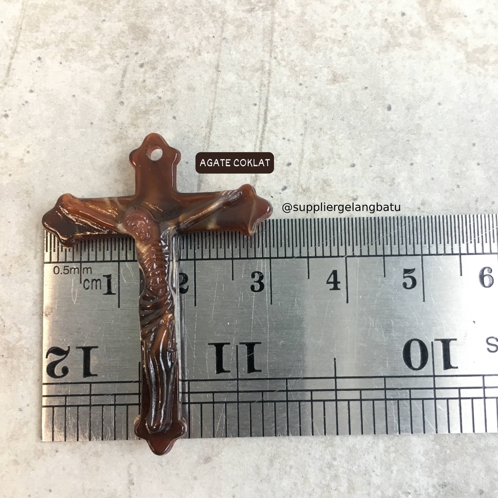 bandul SALIB YESUS GIOK AGATE CARNELIAN ONYX bahan kalung katolik roma