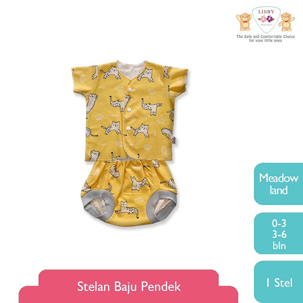 Libby Stelan Baju Pendek &amp; Celana Pop Meadow Land Series (Satu Set Isi 3Pcs)