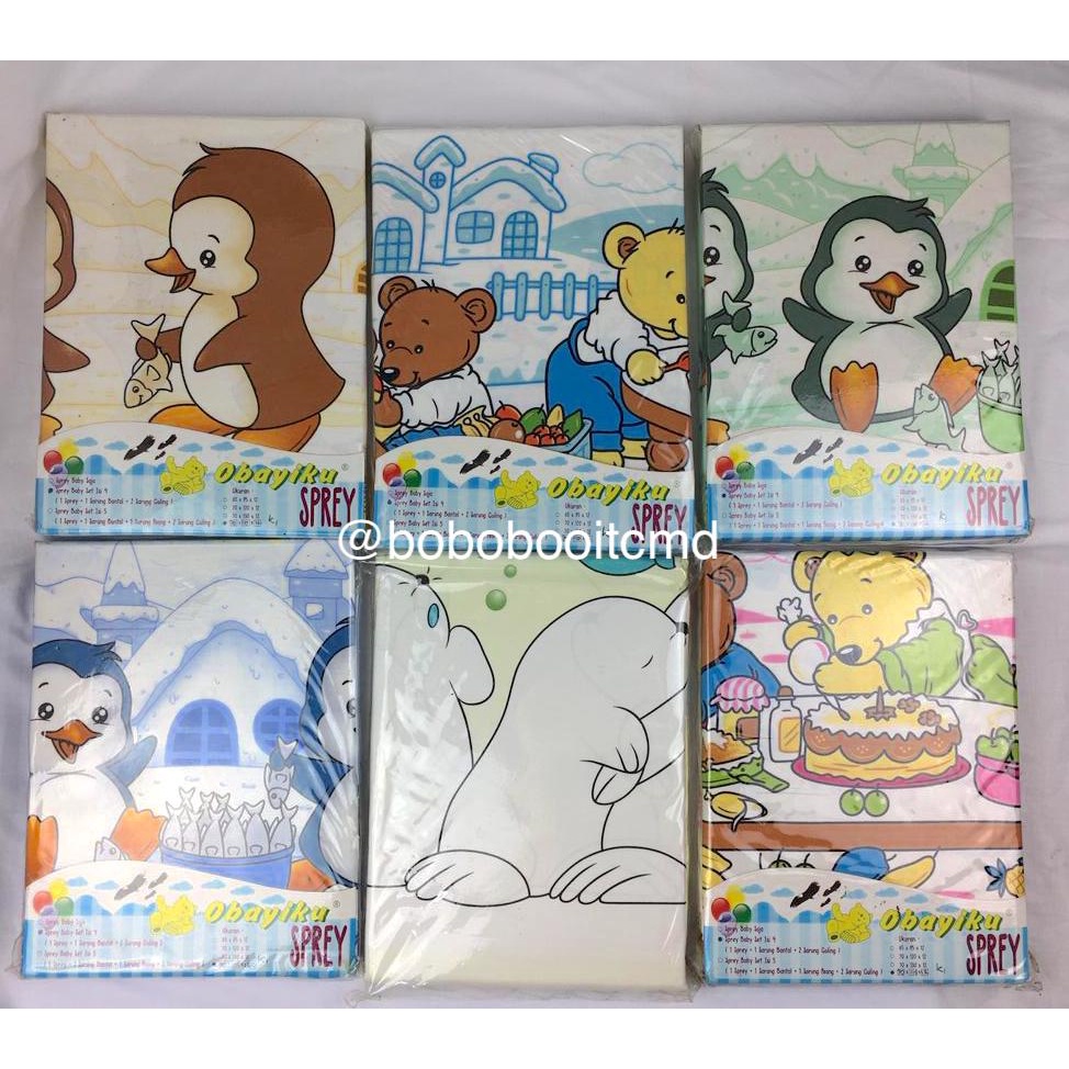 Sprei Bayi / Baby Bedding Set / Sprei Set Bayi / Sprei Sarung Bantal Guling Obayito Obayiku Ukuran 1