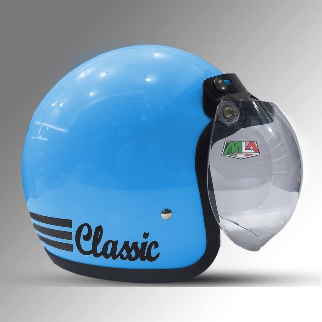 Helm Bogo Retro Dewasa Classic Untuk Pria Dan Wanita SNI Kaca datar  Kaca cembung Hitam Bening BISA COD Free Packing