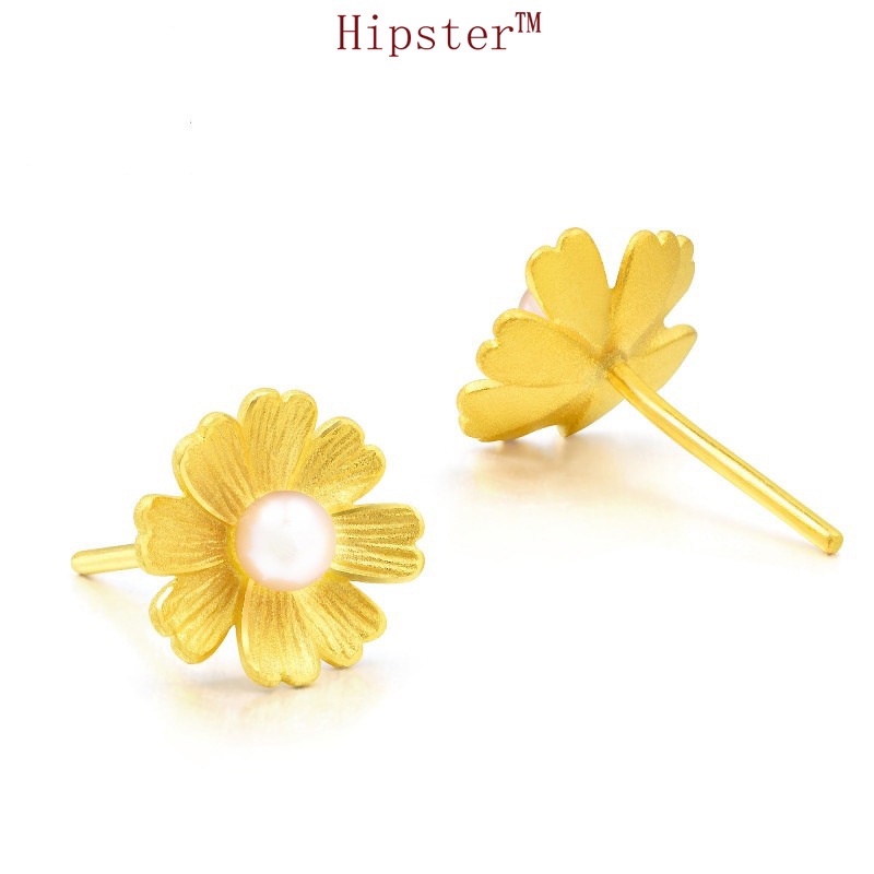 New Hot Sale Fashion Galsang Flower Natural Pearl Simplicity Gold Ear-Ring Clip