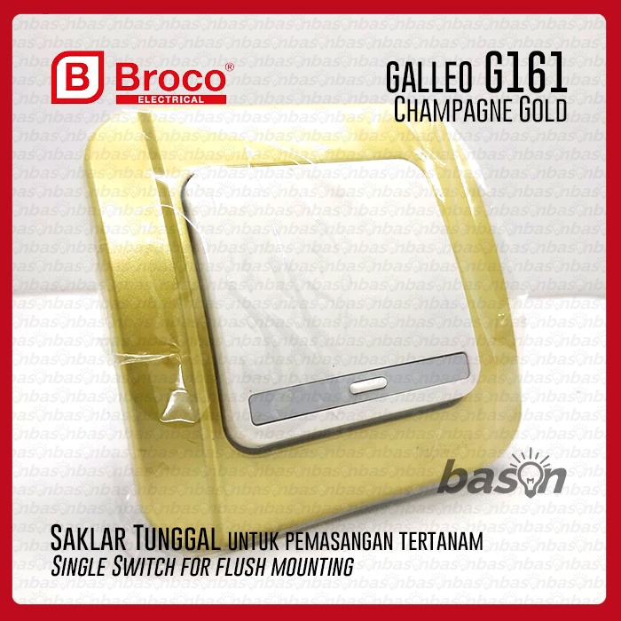 BROCO Galleo Gold / Emas G161 | Saklar 1 Gang 1 Way Switch