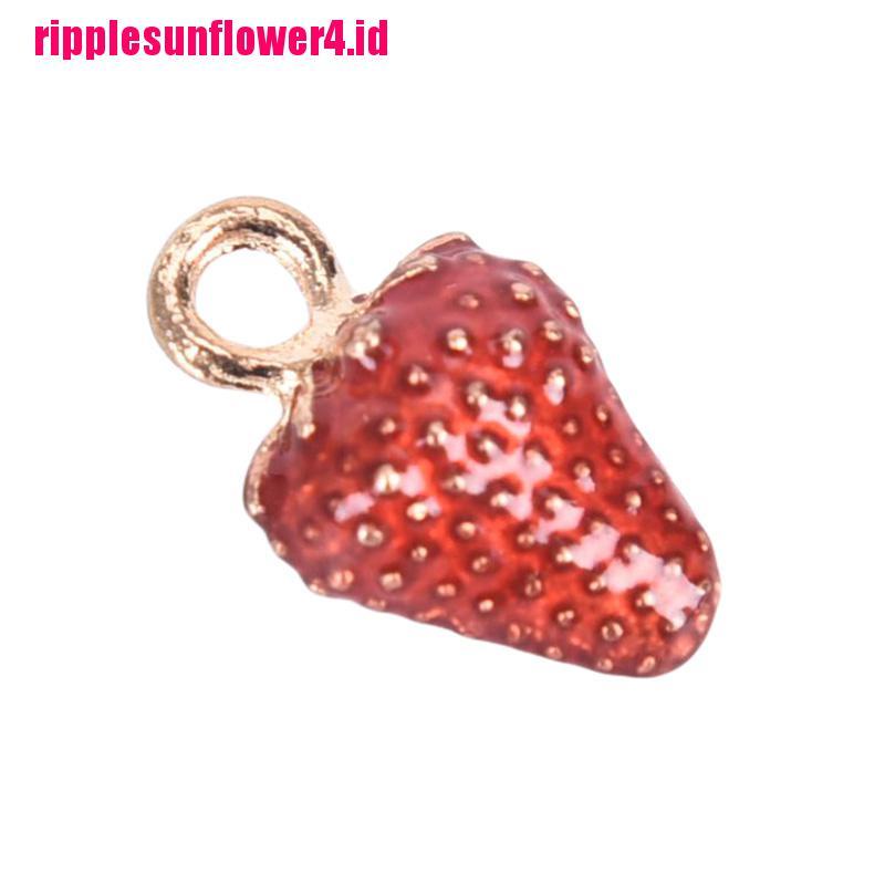 10pcs / set Liontin Enamel Bentuk Strawberry Bahan Alloy Untuk Perhiasan