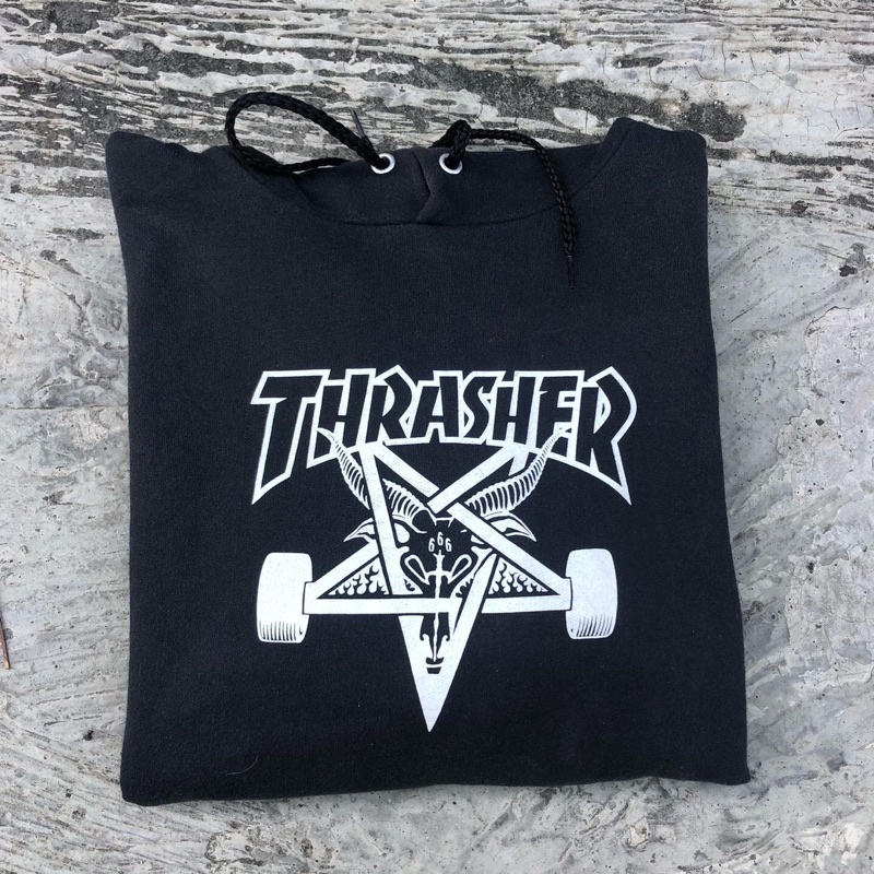 thrasher skate goat hoodie black