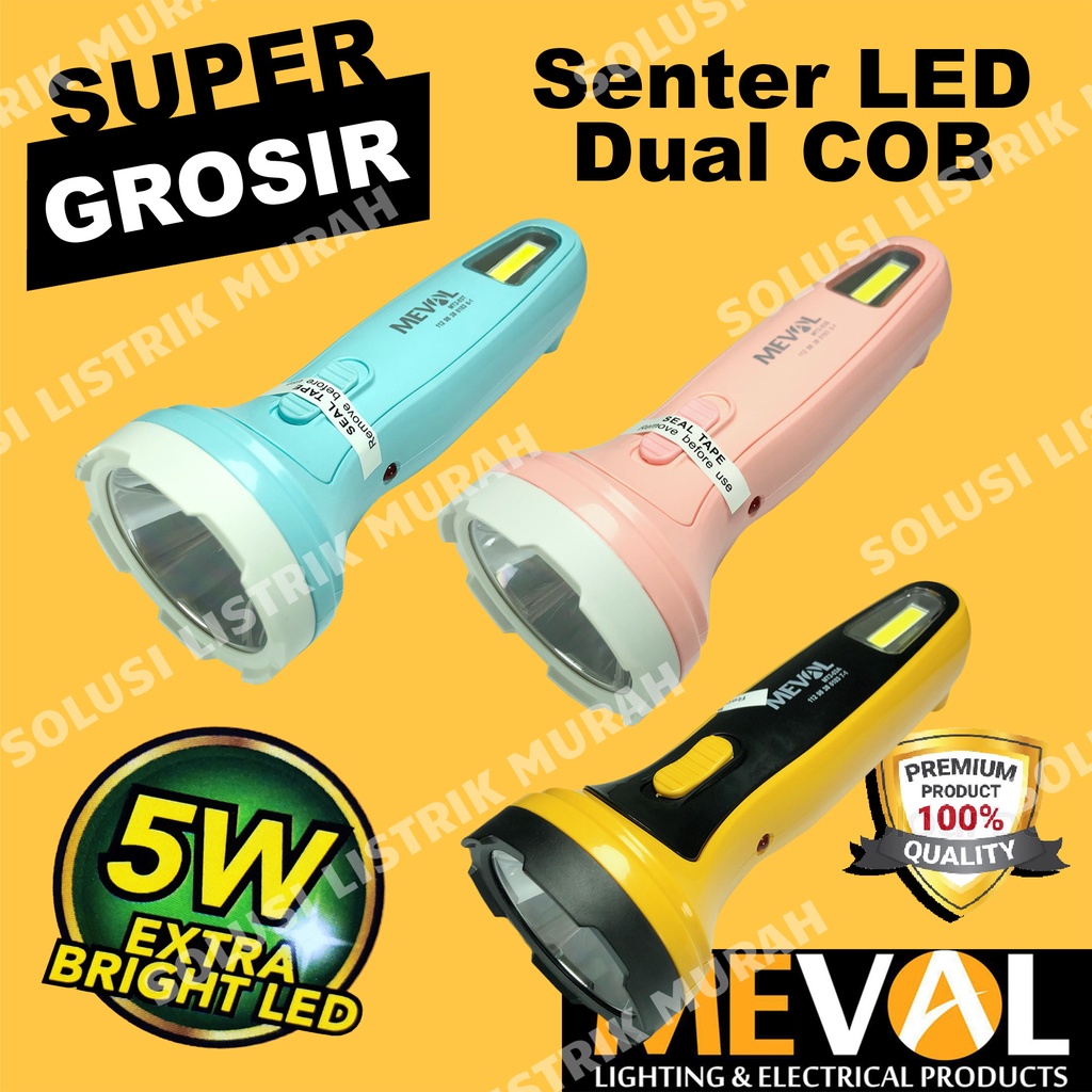 MEVAL Senter Tangan LED Dual COB 3W 5W - Tosca Salmon Pink