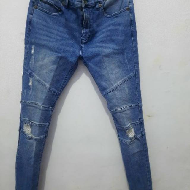 Celana jeans baru dan original moutley "ripped denim washed blue"