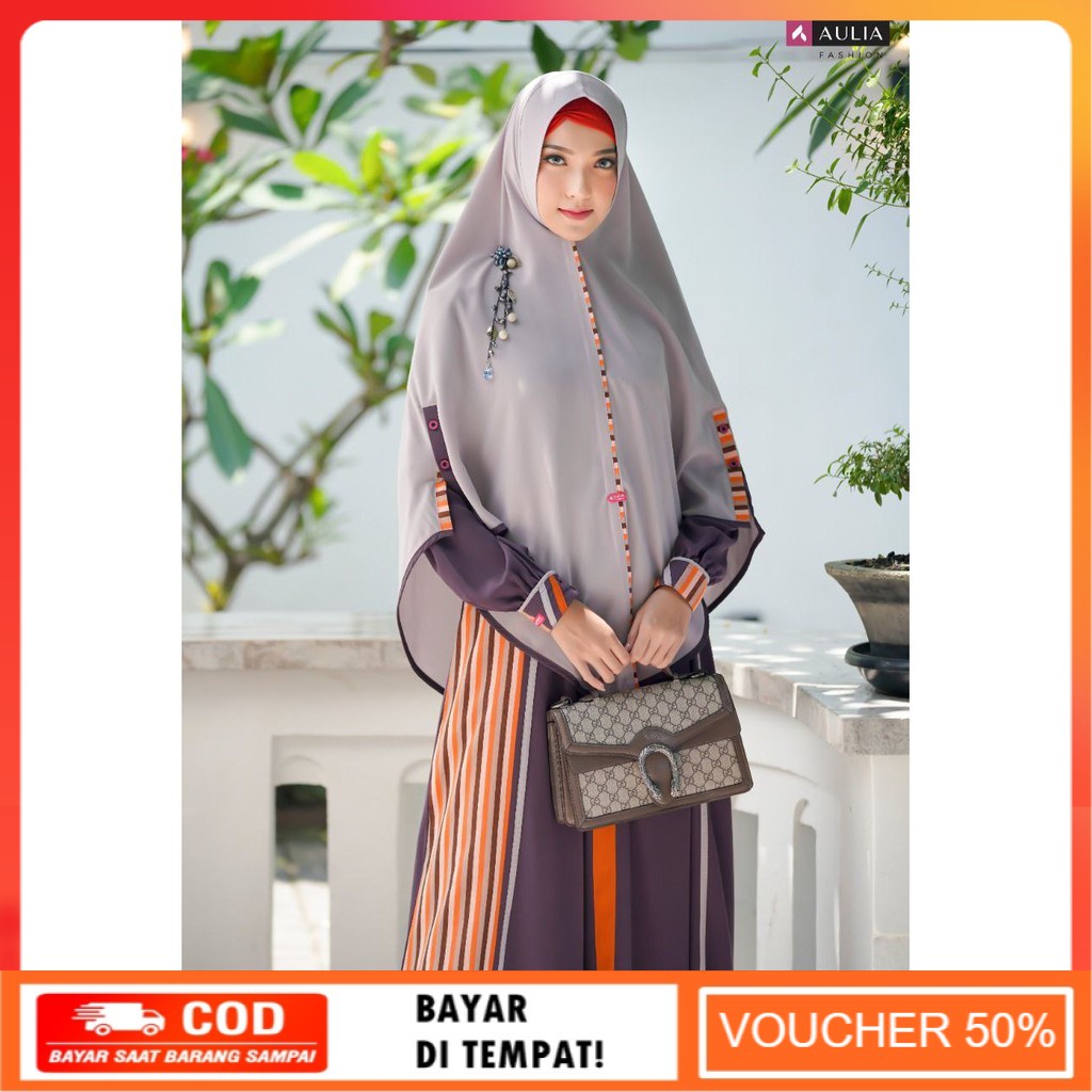 Gamis Aulia Original Terbaru Sultan 7 Set Gamis Syari Dan Khimar AULIA FASHION
