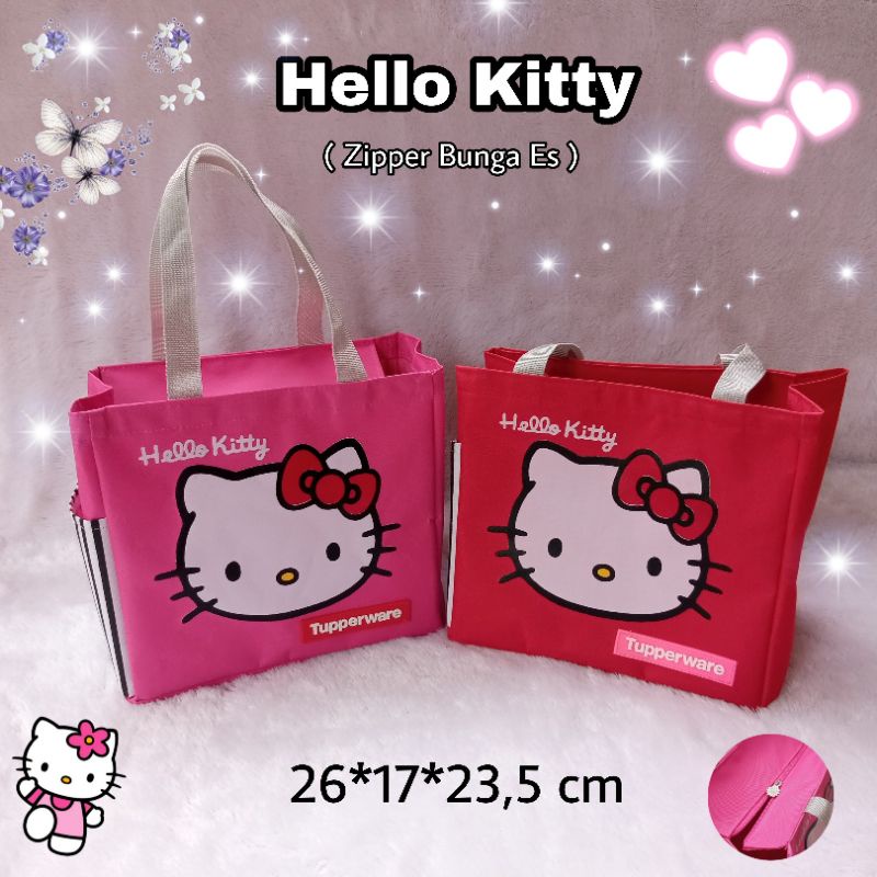 Tas bekal Hello Kitty Tupp ( Zipper bunga es )