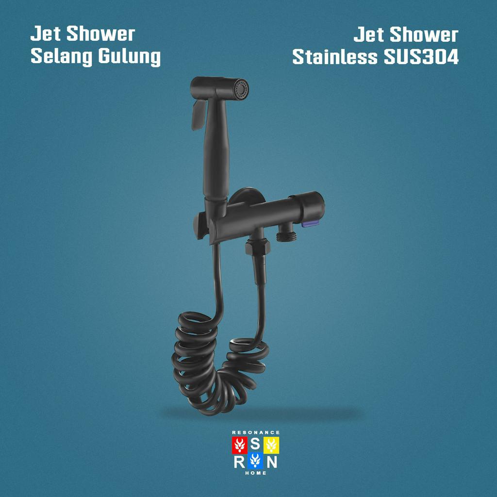 Jet Shower Flexible Set SUS304 Hitam / 1.5M Bidet Toilet RESONANCE HOME