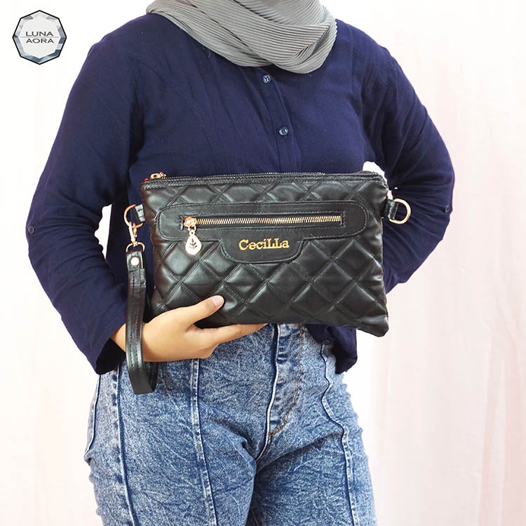 Luna Aura Tas Cluth Wanita Cevron Series 3 Motif /Tas Dompet Wanita Terbaru/Dompet Besar/Tas Kondangan Wanita Elegan/Tas Pesta Mewah