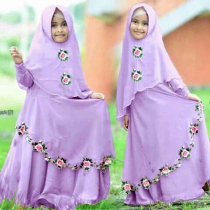syari anak bunga nazwa lavender gamis kid kids baju muslim anak perempuan ungu purple
