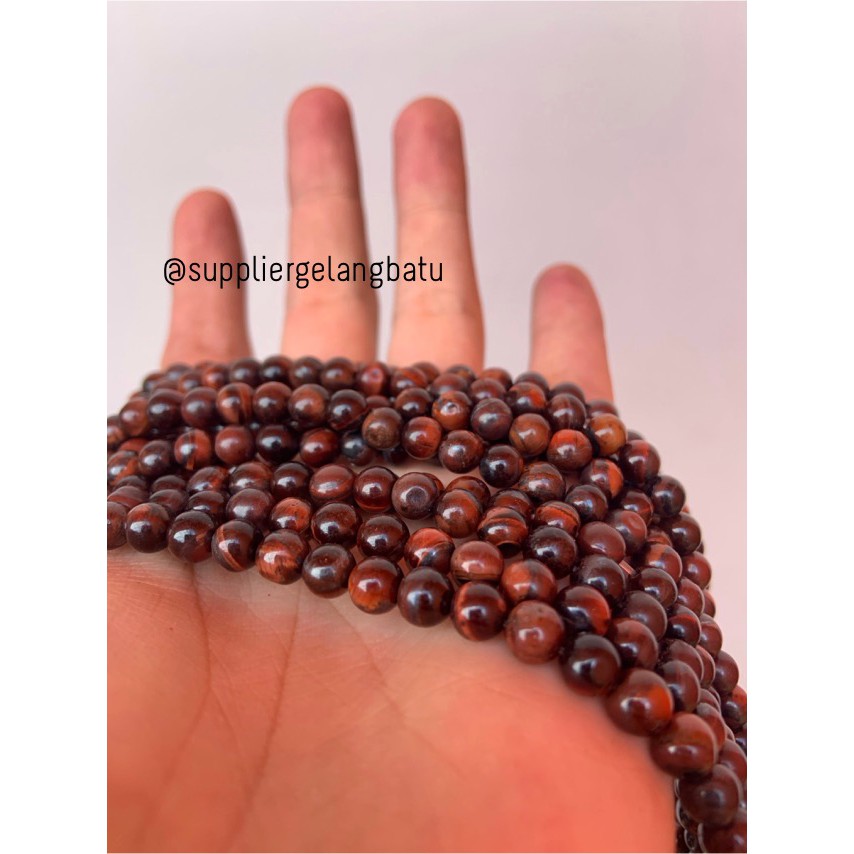 batu 6mm blackred tiger eye merah batu biduri sepah akik natural alam