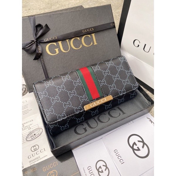 Dompet Wanita panjang GUCCI LIPAT 3 PREMIUM FREE BOX + PAPERBAG Hitam Dompet Wanita Fashion Cewek Mini Import Best Seller Long J4S8 Lipat Women Panjang New Arrival Clutch Wallet Original Termurah Kekinian Murah Terlaris