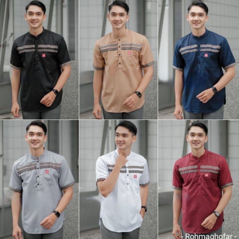 Baju Koko Pakaian Muslim Pria Lengan Pendek Baju Koko Fashion Muslim Kurta FF terbaru 2022 Size M L XL XXL