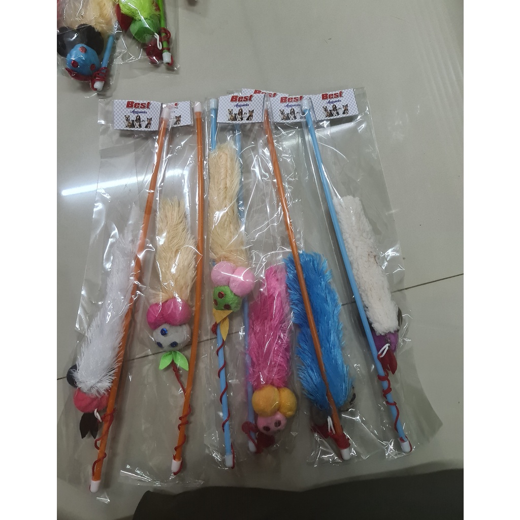 Mainan Kucing  Tongkat Stick dengan Bola / boneka