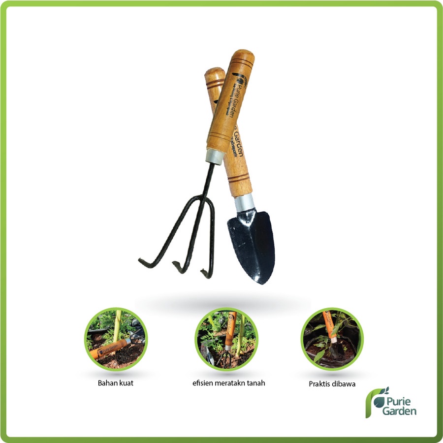 Set 2in1 Sekop dan Garu Mini Tanaman Berkebun Penggali Puriegarden PG SBY