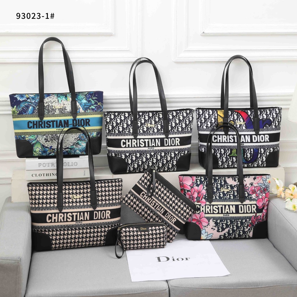 TAS WANITA BATAM IMPORT DIOR OBLIQUE TOTE BAG SET 93023-1 KWALITAS SEMI PREMIUM