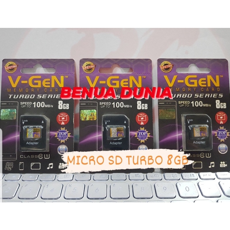 MICRO SD 8GB TURBO V-GEN + ADAPTER MEMORY V-GEN CLASS 10 8GB -BENUA DUNIA
