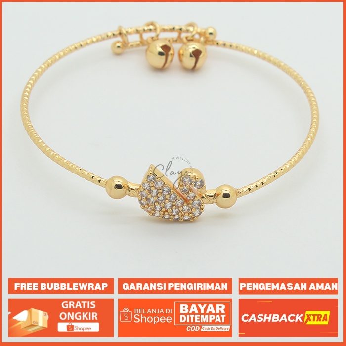 Gelang Serut Angsa Permata Perhiasan Lapis Emas 24K