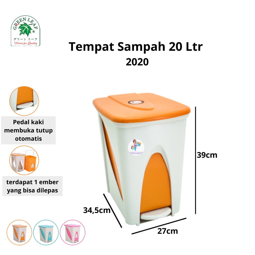 Tempat Sampah 20 Liter 2020 Green Leaf