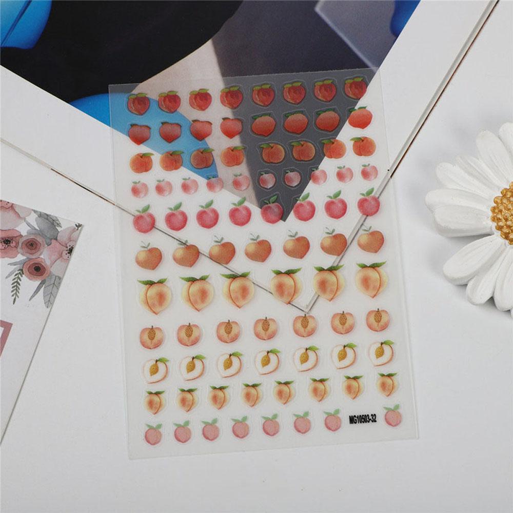 AUGUSTINA Agustinina Peach Stiker Kuku Wanita Jepang Perekat Diri Tahan Air Buah INS DIY Kuku Decals
